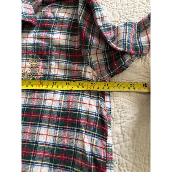 Lauren Ralph Lauren Flannel Cotton Sleep Shirt Plaid Embroidered‎ Logo Cabincore - Picture 10 of 12